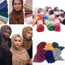 Muslim écharpe Women Premium Viscose Maxi Crinkle Cloud Hijab Scarf Shawl Islam