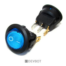 Interrupteur Bleu rond avec éclairage 12V, 16A, ON OFF, 2 Positions, switch