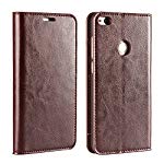 Huawei nova lite ファーウェイ Huawei P8 Lite ライト (2017) 用 ケース 手帳型 二重加工の牛革 携帯カバー カードポケット スタンド機能 スマホケース 【選べる4色】 ダークブラウン