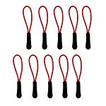 【ノーブランド品】ジッパー ファスナー用 交換 プルコード プラー スライダー (レッド) 10個