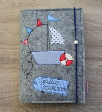 U-Hefthülle Segelboot Untersuchungsheft aus Filz-kostenfrei bestickt
