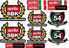 KIT 12 ADESIVI APRILIA RACING WORLD CHAMPIONS WORLD TITLES MOTO STICKERS COD25