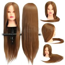 26" Professionnel Tête À Coiffer Cheveux Naturel Brun Long Coiffure Mannequin