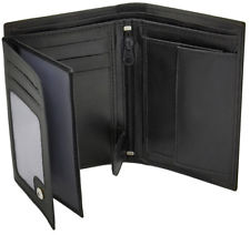 Mens RFID Blocking Soft Leather Wallet, ID Window, Zip And Coin Pocket 503 Black