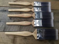 Set of 5 Harris Paint Brush Platinum Contractor Paint Brushes Wooden Handle inch