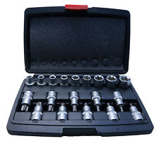 Coffret de 19 douilles et embouts Torx 1/2" mâle T20 à T70 + femelle E10 à E24