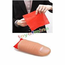 Thumb magie Tip Finger Trick caoutchouc Prop + soie rouge Magie Prop Tricks Fun