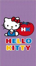 Serviette de plage Drap de bain Hello Kitty mauve à petits pois 75x150 cm coton