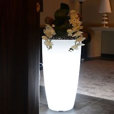 VASO RESINA TONDO LUMINOSO LED ALTEZZA 90 CM - ARREDO INTERNI ED ESTERNI