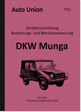 DKW Munga Bedienungsanleitung Manual Beschreibung TDv Handbuch Auto Union LKW