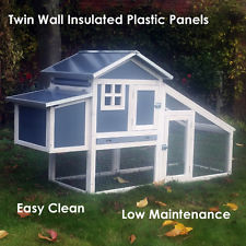 PLASTIC CHICKEN COOP & RUN HEN HOUSE POULTRY ARK HOME NEST BOX RABBIT HUTCH +