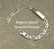Bracelet Gourmette pour homme En Argent Massif 925 Avec Gravure gratuite incluse