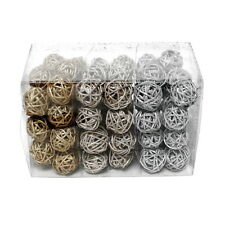 72 Rattankugeln 3cm silber/weißgold/gold mit Glitter, Rattan Sparbox !