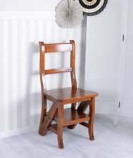 Chaise Anglais échelle acajou Bibliothèque Meubles Escabeau Pliante en bois neuf