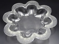 Lalique Ancienne Coupe Bowl saladier En Cristal Polylobée A Frise De Feuillage