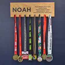 Personalised Medal Hanger Holder Display Achievement Hook Board Plaque Rail Rack