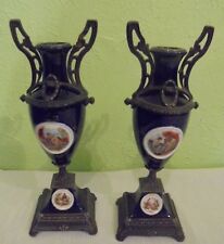 PAIRE VASES PORCELAINE DE STYLE LOUIS XVI EPOQUE NAPOLEON III ROMANTIQUE  DN456