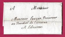 LETTRE BORDEAUX GIRONDE 1709 POUR LIBOURNE LETTRE COVER