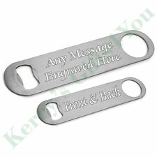 Personalised Stainless Steel Bar Blade Bottle Opener, Any Message Engraved Gift
