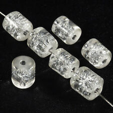 Lot de 30 perles craquelées Tubes en verre 7 x 8 mm Cristal