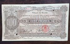 GAND - GENT - Magnifique billet de Nécessité de 100 Francs du  1-1-1916 --- RARE