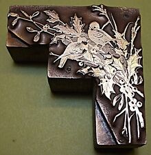 GORGEOUS "TWO BIRDS IN FOLIAGE" BOOKPLATE PRINTING BLOCK.