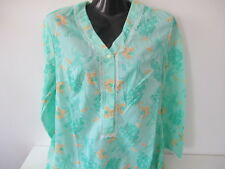  Damen Nachthemd Lang Arm  Grün kleine Spitze  Größe 46 True Vintage * X55