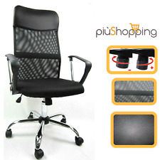 POLTRONA SEDIA DA UFFICIO PRESIDENZIALE DIREZIONALE GIREVOLE IN TESSUTO NERA