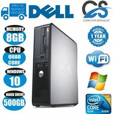 FAST DELL QUAD CORE PC COMPUTER DESKTOP TOWER WINDOWS 10 WI-FI 8GB RAM 500GB HDD