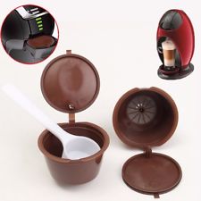 2pcs Compatible Café Capsules Dosettes + Cuillère Rechargeable pour DOLCE GUSTO
