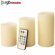 Tre Candele LED Senza Fiamma con Telecomando RGB Vera Cera Profumate a Vaniglia 