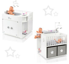 Sun Großes Puppenpflegecenter 5in1 Sternchen Holz Bett Wickeltisch Schrank Baden