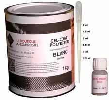 1kg. de GEL COAT POLYESTER ISO. blanc + catalyseur & pipette doseuse.