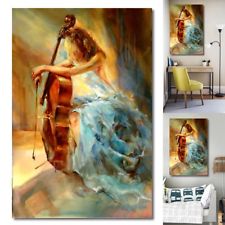 Peinture à l'Huile Tableau Fille de Violon Moderne Art Toile Sans Cadre Maison 