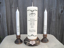 Personalised Wedding Unity Candle Set Gift Keepsake Hearts Poem Centrepiece