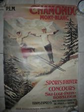 AFFICHE CHEMIN DE FER PLM PARIS LYON MEDITERRANNEE CHAMONIX