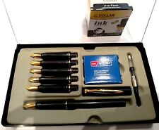 CALLIGRAPHY FOUNTAIN PEN SET 6 NIBS FINE MEDIUM BROAD EXTRABROAD & INK CARTRIDGE