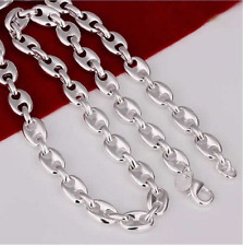 Chaine collier mixte homme femme maille grain de café plaqué argent 50 cm 8mm