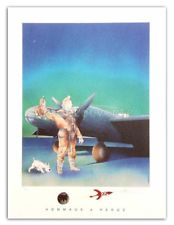 Affiche SOMON Hommage BD TINTIN Herge Avion Edition limitée 100ex-s 60x80 cm