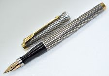 SUPERB vintage Parker 75 Sterling Silver Ciselé fountain pen; NEAR MINT.