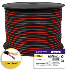 toolcity Lautsprecherkabel Zwillingslitze 2x0,75mm² Boxenkabel 100m Rot/Schwarz