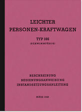VW Schwimmwagen Typ 166 1943 Bedienungsanleitung Handbuch Betriebsanleitung