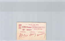 Belgique Ville de Spa 1 Franc 15 Mai 1940 n° 36677 