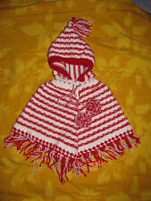 poncho bébé 3 mois  NAISSANCE/ classique et confort blanc rouge capuche bébé :)