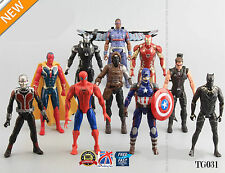 10pcs The Avengers Captain America Spiderman Iron Man Action Figures Toys TG033