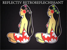 4x Autocollants stickers Hinano Tahiti Vahine REFLECHISSANTS 2 + 2
