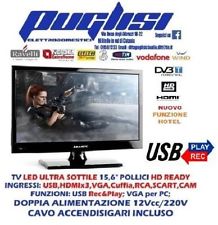 TV LED 15"16" TELEVISORE HD T2 SAT S2 CAMION AUTO CAMPER 12V 220V CAVO ACC.INCLU