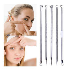 5 Pcs Visage Aiguille Extracteur Tire Comédon Acier Anti Acné Point Noir Remover