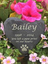 Personalised Engraved Slate Stone Heart Pet Memorial Grave Marker Plaque Dog