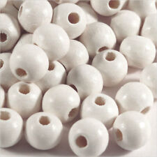 Lot de 100 PERLES en BOIS 8mm Blanc pour Bijoux attache tétine chapelets